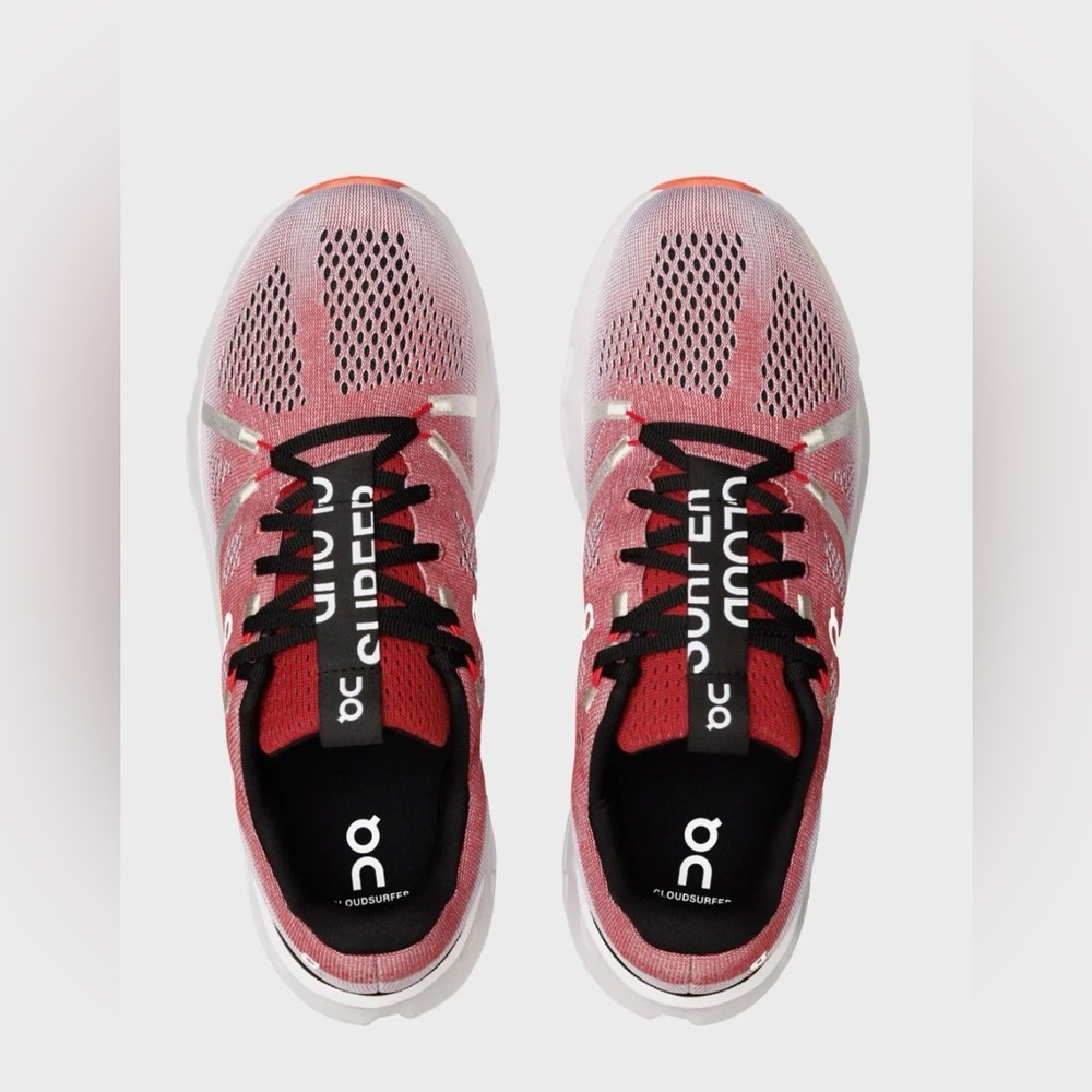 On Cloudsurfer running shoes in the Auburn/Frost colorway